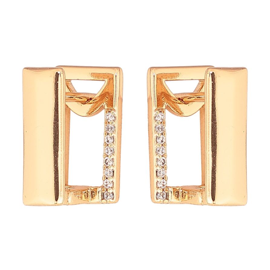 Сережки Xuping Колір Позолота 18K англійський замок Прямокутні з доріжками кристалів фото №1