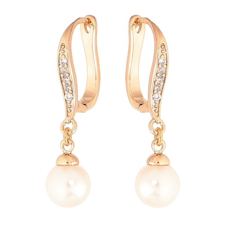 Серьги Xuping Цвет Позолота 18K английский замок Жемчужные подвески фото №2