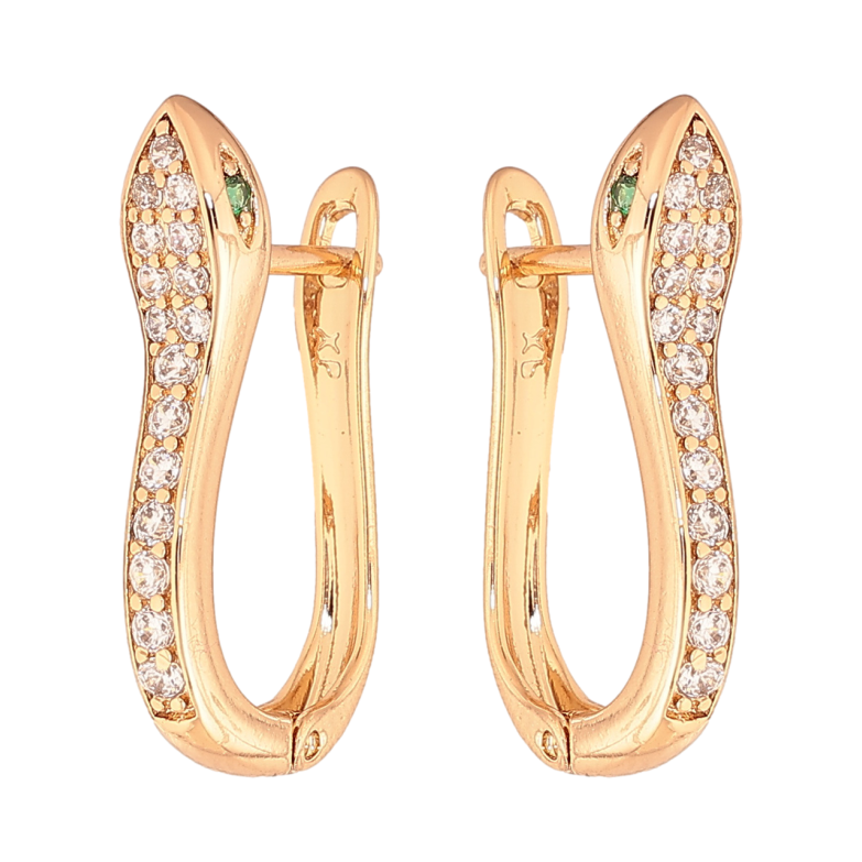 Серьги Xuping Цвет Позолота 18K английский замок Змея с инкрустацией кристаллами фото №16