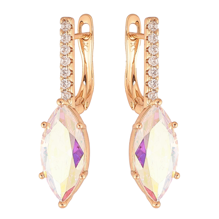 Серьги Xuping Цвет Позолота 18K английский замок Радужный кристалл фото №1 Серьги Xuping Цвет Позолота 18K английский замок Радужный кристалл фото №1