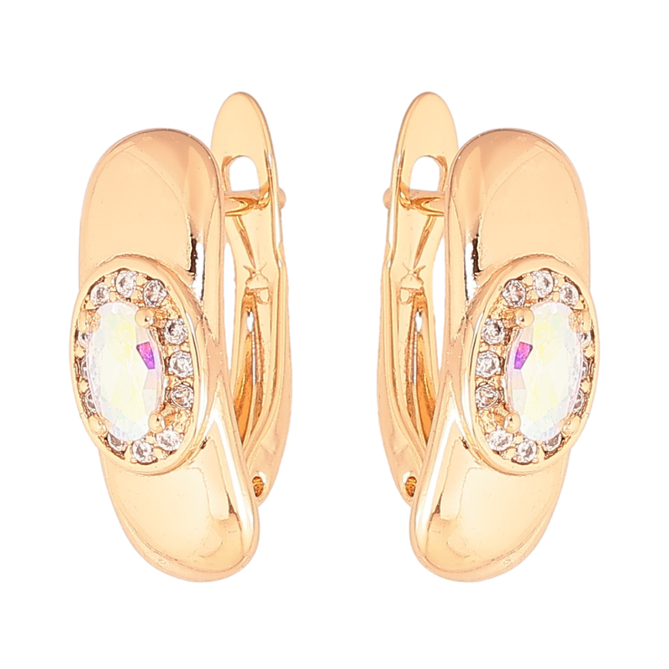 Серьги Xuping Цвет Позолота 18K английский замок Узор с радужными кристаллами фото №6