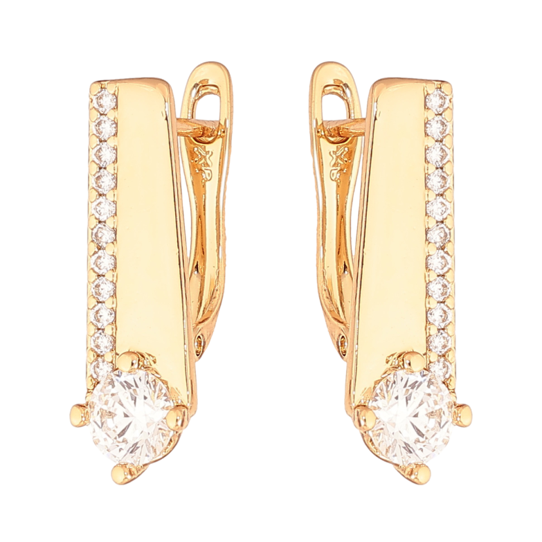 Сережки Xuping Колір Позолота 18K англійський замок Візерунок з кристалами фото №1