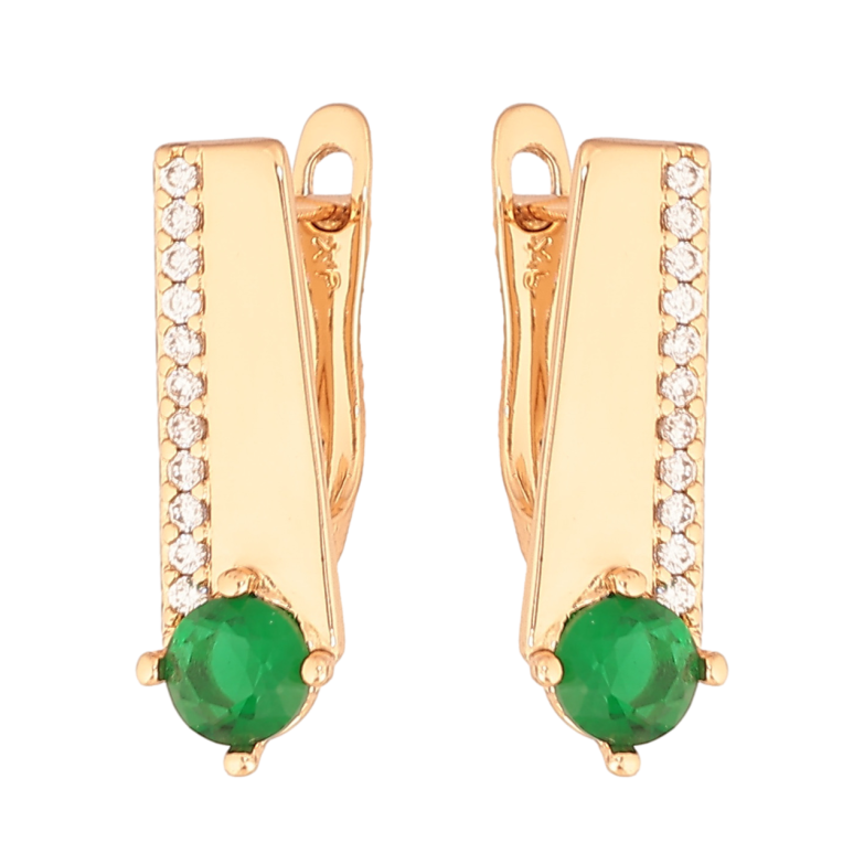 Серьги Xuping Цвет Позолота 18K английский замок Узор с зеленым кристаллом фото №1 Серьги Xuping Цвет Позолота 18K английский замок Узор с зеленым кристаллом фото №1
