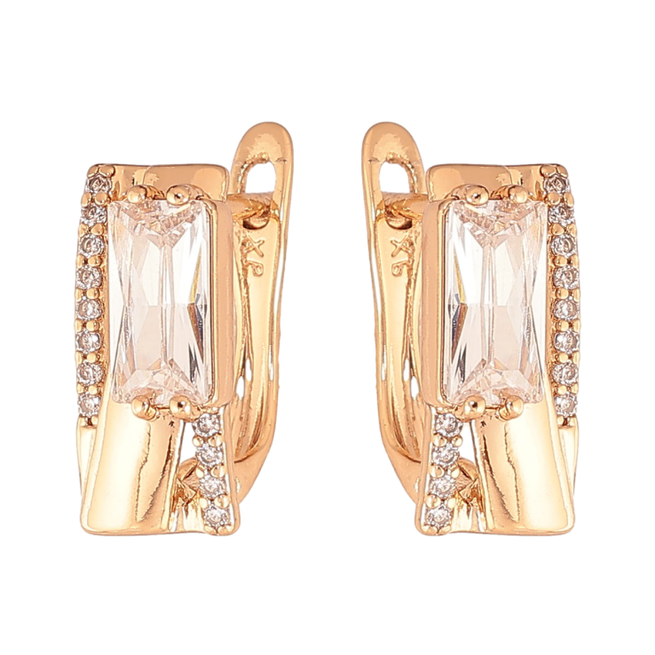 Серьги Xuping Цвет Позолота 18K английский замок Узор с инкрустацией кристаллами фото №8 Серьги Xuping Цвет Позолота 18K английский замок Узор с инкрустацией кристаллами фото №8