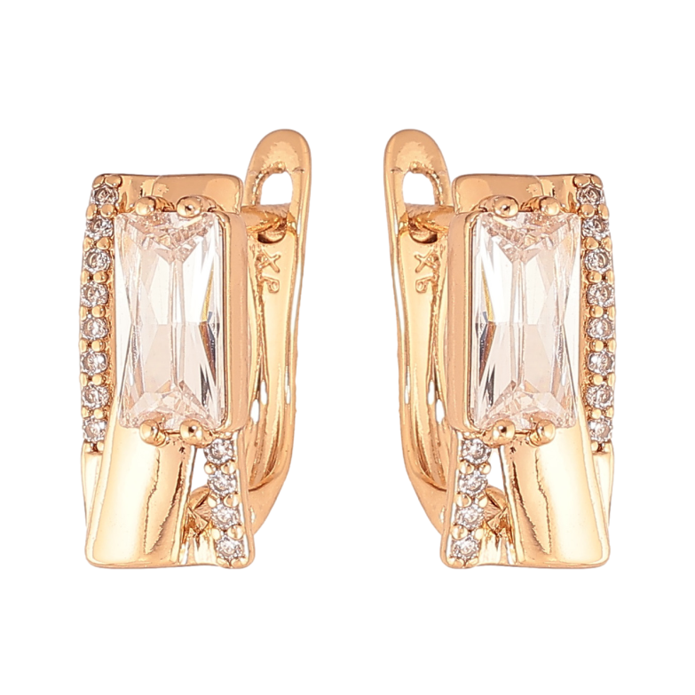 Серьги Xuping Цвет Позолота 18K английский замок Узор с инкрустацией кристаллами фото №1