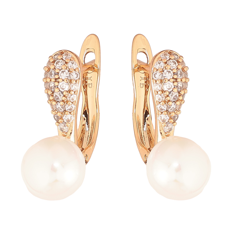 Серьги Xuping Цвет Позолота 18K английский замок Инкрустация кристаллами и жемчугом фото №13