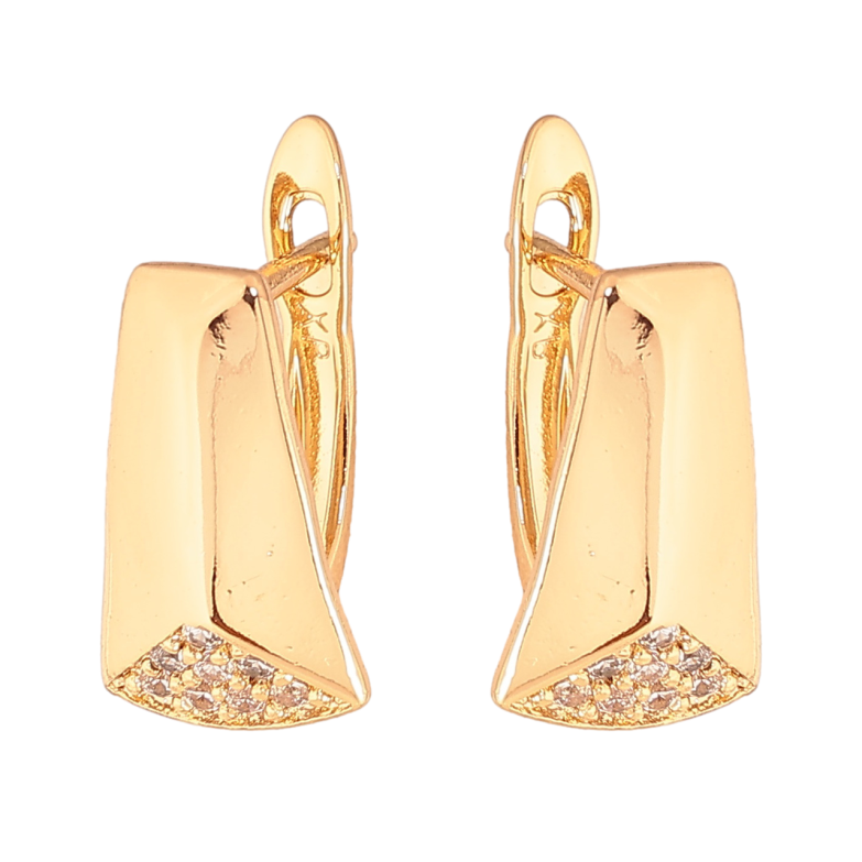 Сережки Xuping Колір Позолота 18K англійський замок Візерунок з кристалами фото №1