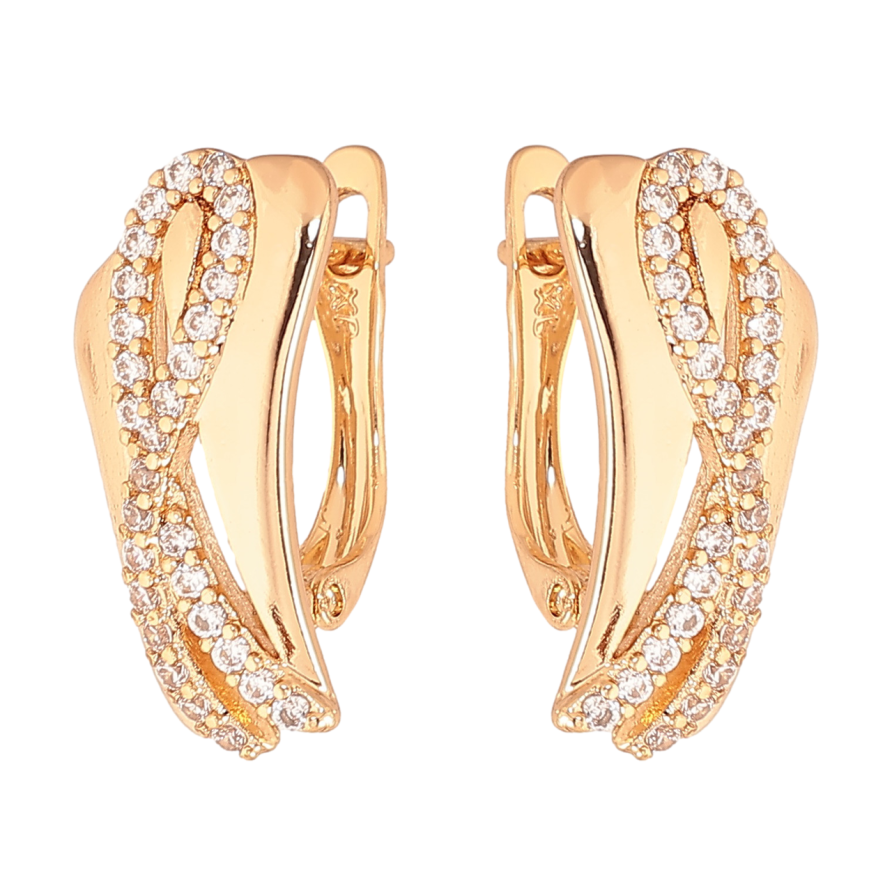 Сережки Xuping Колір Позолота 18K англійський замок Візерунок з кристалами фото №1