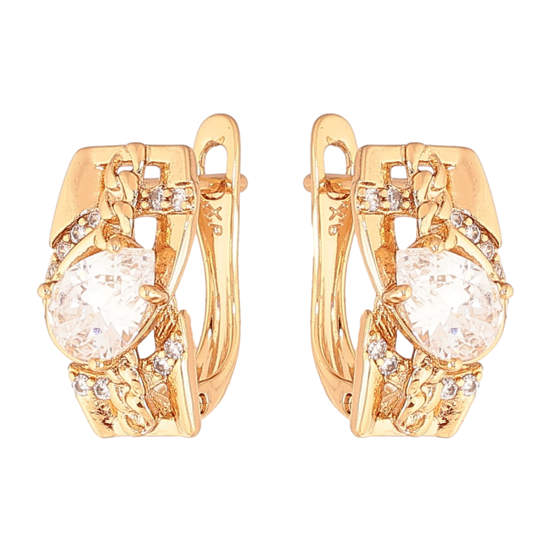 Серьги Xuping Цвет Позолота 18K английский замок Декоративный узор с кристаллами фото №11