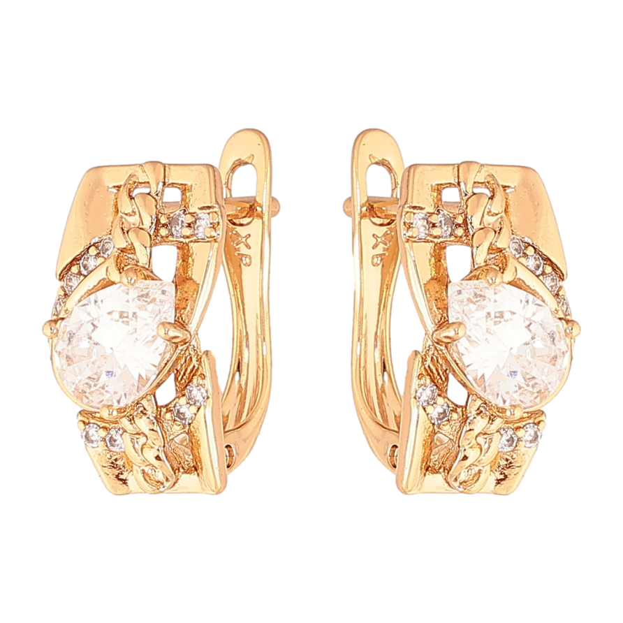 Сережки Xuping Колір Позолота 18K англійський замок Декоративний візерунок з кристалами фото №1