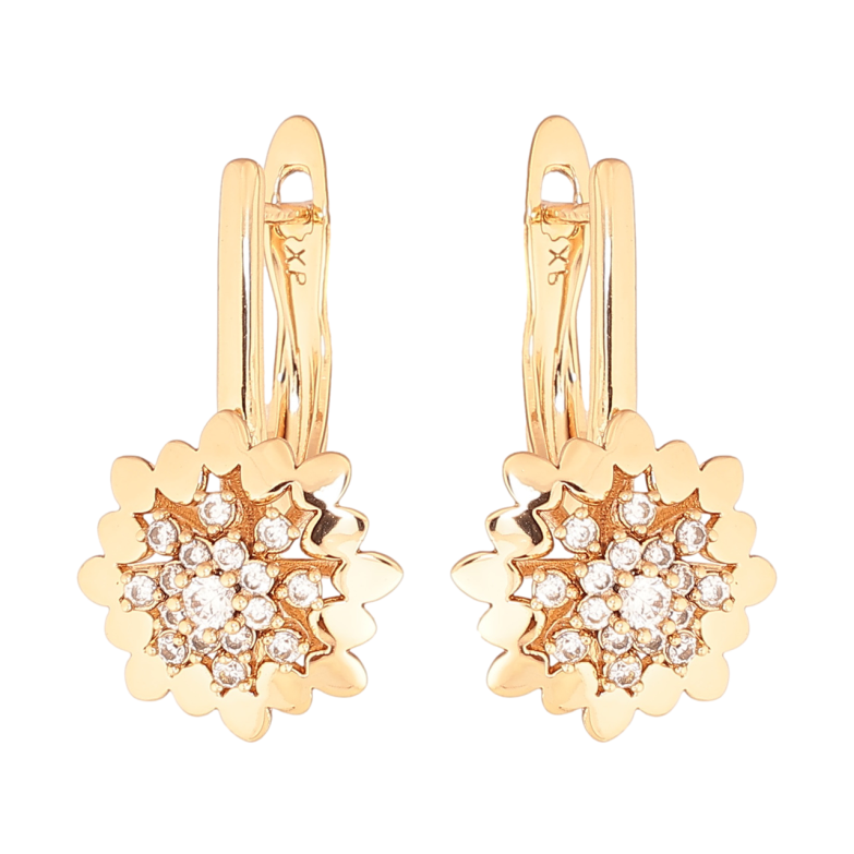 Серьги Xuping Цвет Позолота 18K английский замок Цветочки с кристаллами фото №2 Серьги Xuping Цвет Позолота 18K английский замок Цветочки с кристаллами фото №2