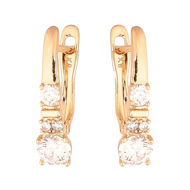 Сережки Xuping Колір Позолота 18K англійський замок Візерунок з кристалами фото №1