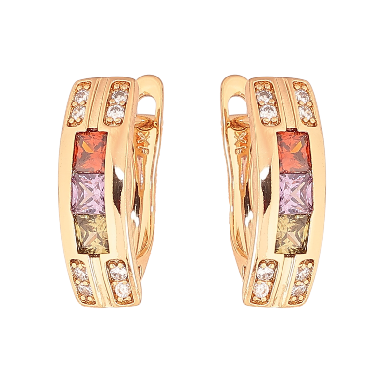 Серьги Xuping Цвет Позолота 18K английский замок Узор из разноцветных кристаллов фото №1