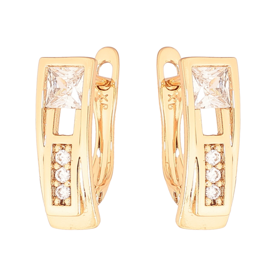 Серьги Xuping Цвет Позолота 18K английский замок Узор с кристаллами фото №1