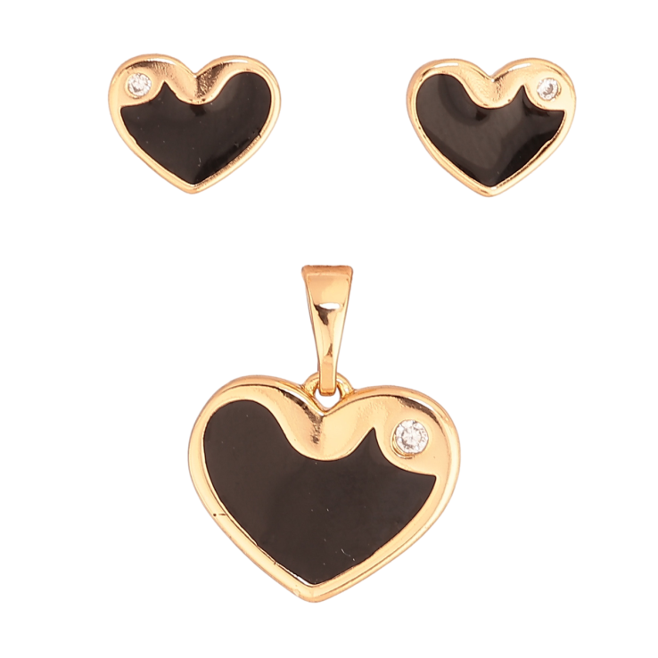 Набір Xuping Колір Позолота 18K Сережки Кулон Сердечка з чорною емаллю фото №12