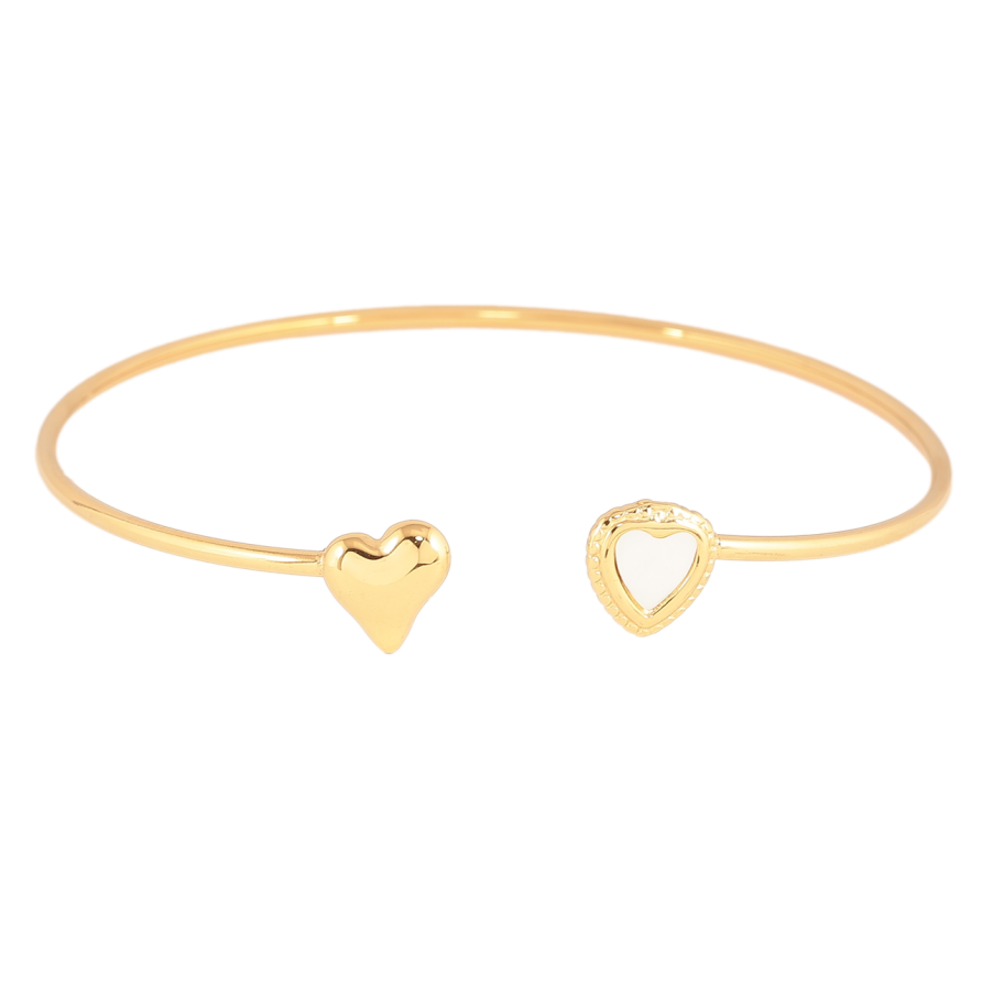 Браслет Xuping ТТМ Stainless Steel колір 14К Сердечка з перламутровою вставкою ø 5.8см фото №1