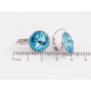 Сережки Xuping колір Родій з кристалами Swarovski французький замок Кристали Aquamarine ø 16мм фото №2