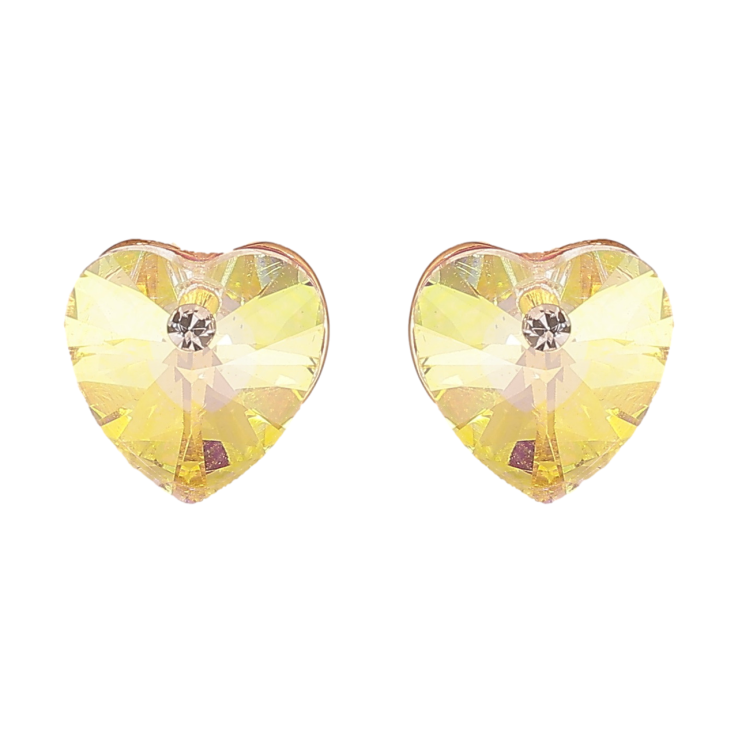 Сережки Xuping колір Позолота 18К з кристалами Swarovski пусети Кристальні сердечка Shimmer фото №9