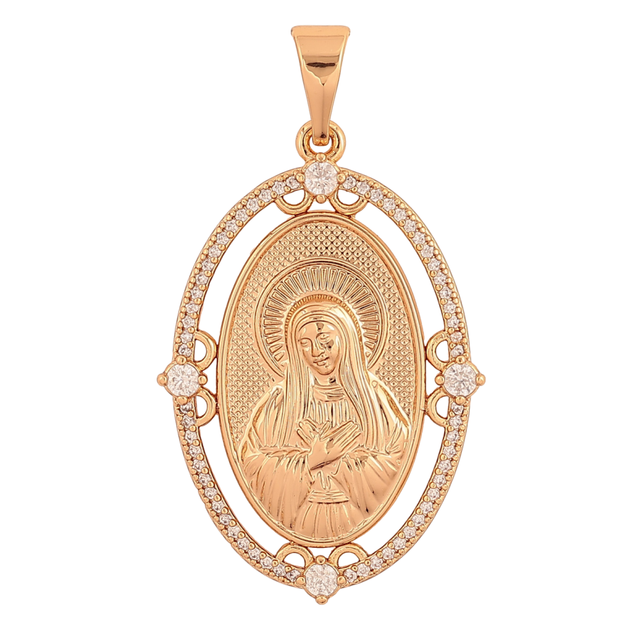 Кулон Xuping Цвет Позолота 18K Ладанка Богородица для цепочки до 7 мм фото №1