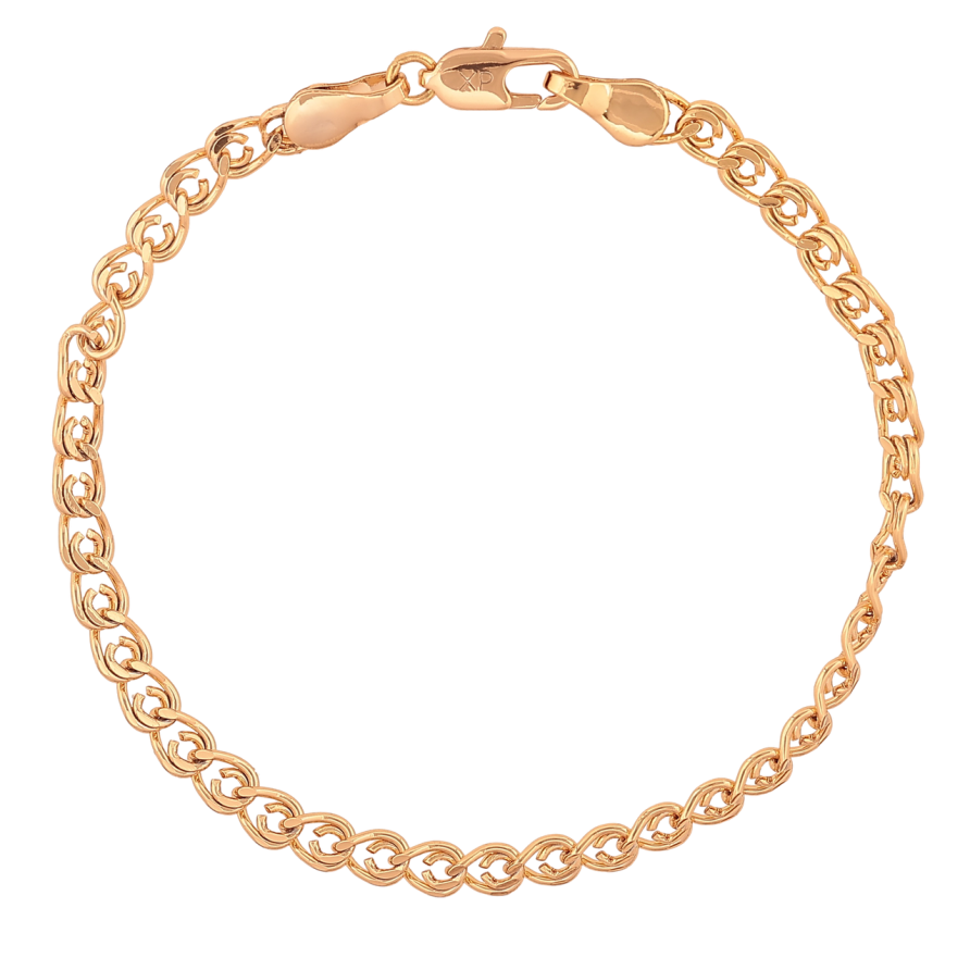 Браслет Xuping Колір Позолота 18K Ланцюжок Лав перекручений розмір 16.5см х 4мм фото №1