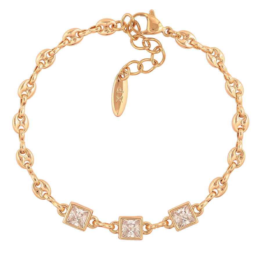 Браслет Xuping Цвет Позолота 18K Цепочка с кристаллами размер с доп. цепочкой 18-21см х 6мм фото №1 Браслет Xuping Цвет Позолота 18K Цепочка с кристаллами размер с доп. цепочкой 18-21см х 6мм фото №1