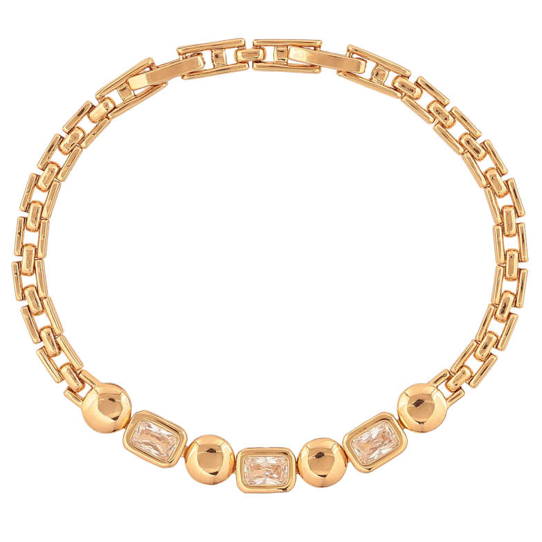 Браслет Xuping Цвет Позолота 18K Узор с кристаллами размер с дополнительным замком 17,19см х 4-6мм фото №1