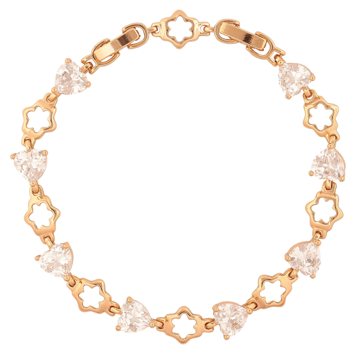 Браслет Xuping Цвет Позолота 18K Кристальные сердечки с цветочками размер с дополнительным замком 18,20,5см х 7-8мм фото №22