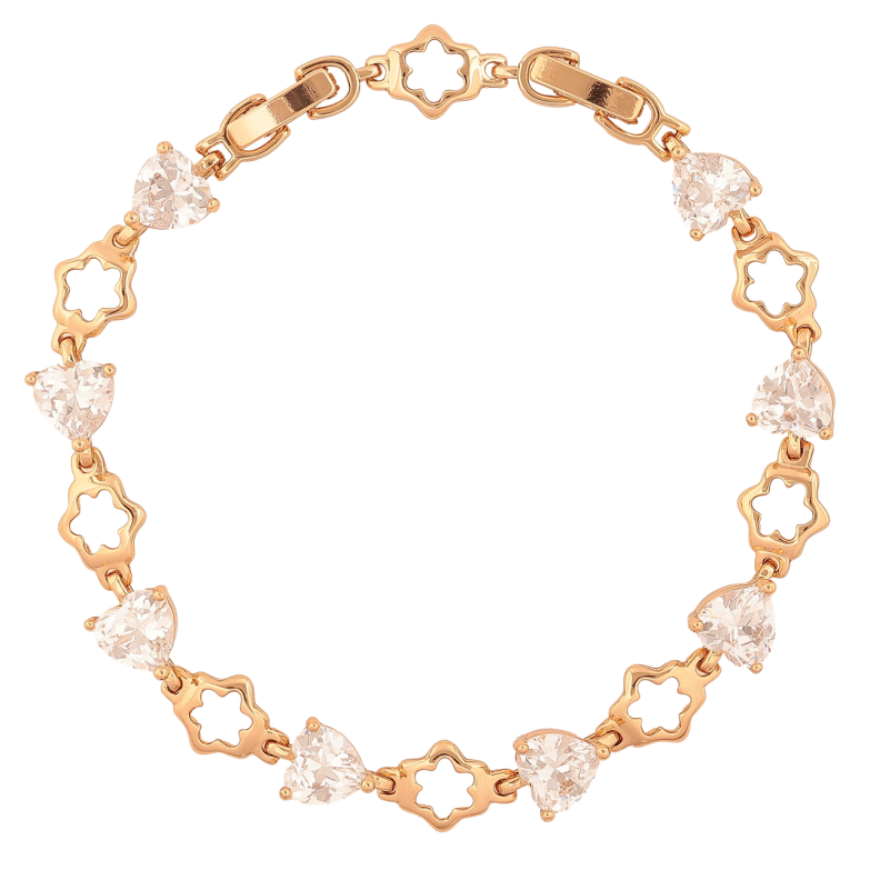 Браслет Xuping Цвет Позолота 18K Кристальные сердечки с цветочками размер с дополнительным замком 18,20,5см х 7-8мм фото №7