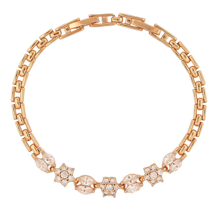 Браслет Xuping Цвет Позолота 18K Кристальный узор размер с дополнительным замком 17,19 см х 4-7 мм фото №1