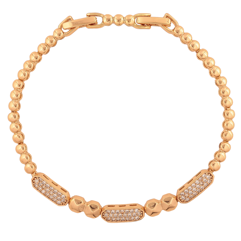 Браслет Xuping Цвет Позолота 18K Узор с инкрустацией кристаллами размер с дополнительным замком 17,19.5 см х 3-5 мм фото №1