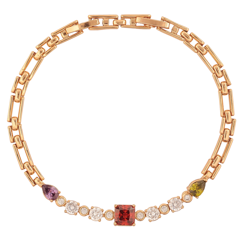 Браслет Xuping Цвет Позолота 18K Дорожка разноцветных кристаллов размер с дополнительным замком 17.5,19.5 см х 4-6 мм фото №1