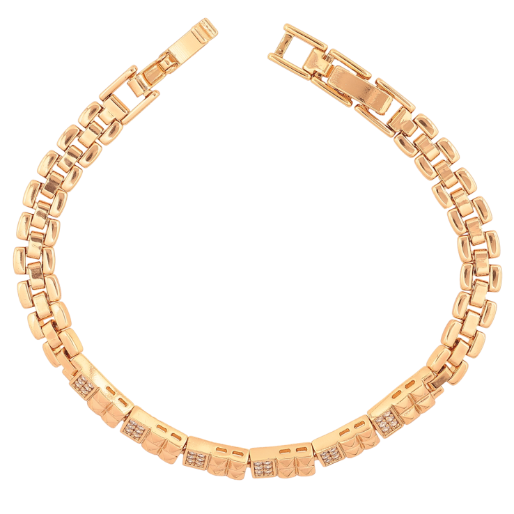 Браслет Xuping Цвет Позолота 18K Узор с кристаллами размер с дополнительным замком 17,5,19 см х 6 мм фото №16