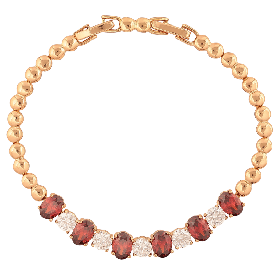 Браслет Xuping Цвет Позолота 18K Дорожка красно-белых кристаллов размер с дополнительным замком 17,19см х 4-7мм фото №1