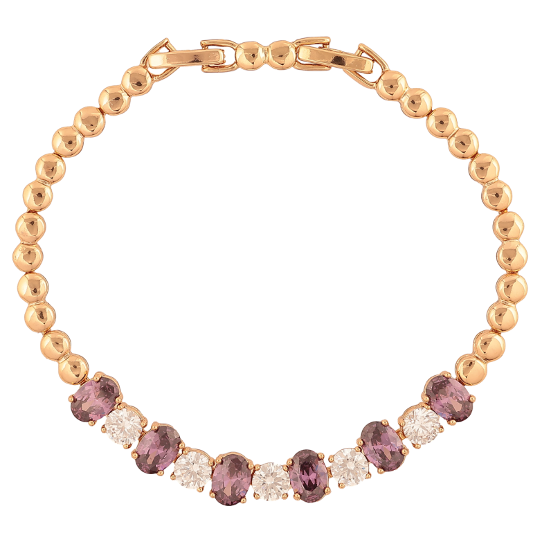 Браслет Xuping Цвет Позолота 18K Дорожка сиренево-белых кристаллов размер с дополнительным замком 17,19см х 4-7мм фото №1