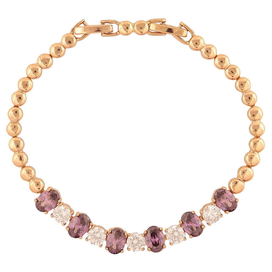 Браслет Xuping Колір Позолота 18K Доріжка бузково-білих кристалів розмір з додатковим замком 17,19см х 4-7мм фото №1 Браслет Xuping Колір Позолота 18K Доріжка бузково-білих кристалів розмір з додатковим замком 17,19см х 4-7мм фото №1