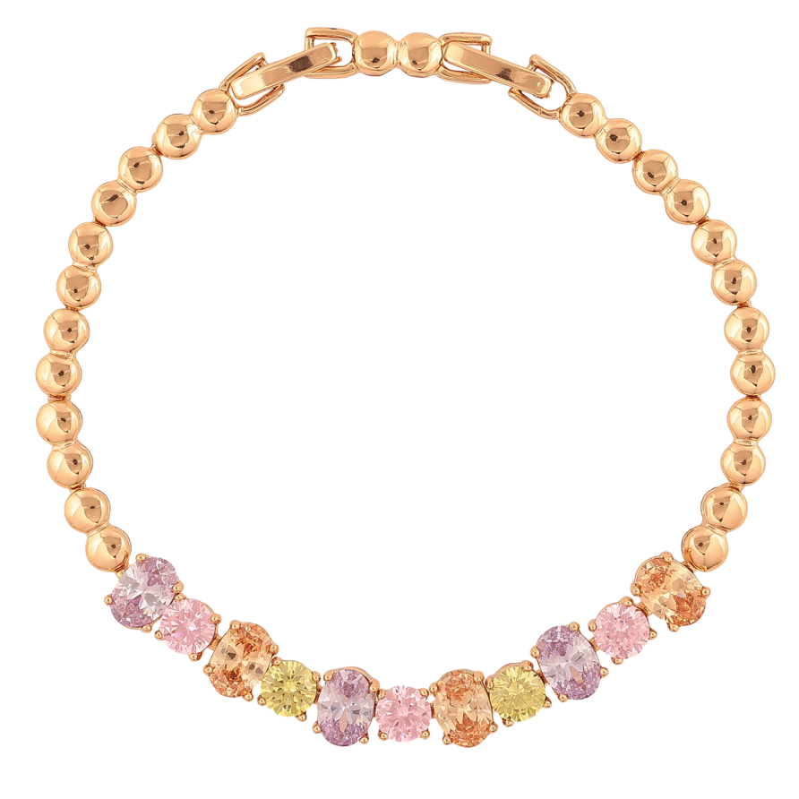 Браслет Xuping Колір Позолота 18K Доріжка різнокольорових кристалів розмір з додатковим замком 17.5,19.5см х 4-7мм фото №1 Браслет Xuping Колір Позолота 18K Доріжка різнокольорових кристалів розмір з додатковим замком 17.5,19.5см х 4-7мм фото №1