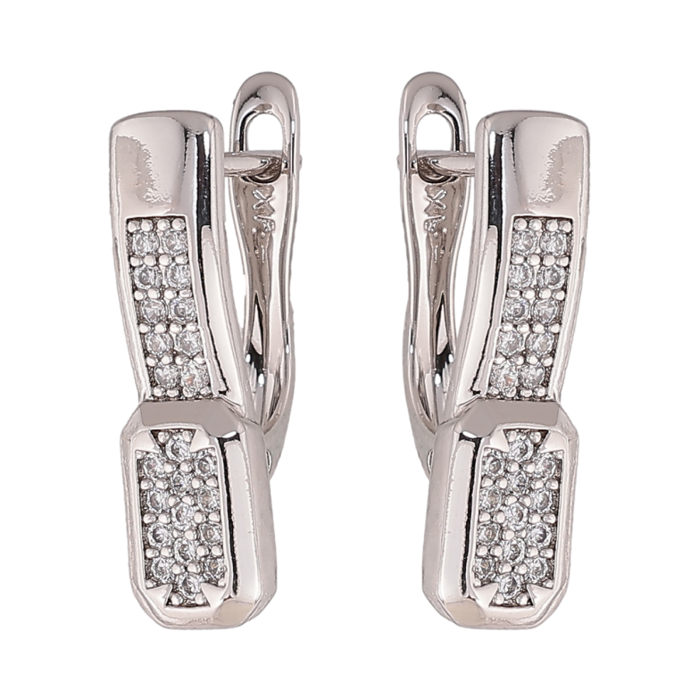 Сережки Xuping колір Родій англійський замок Інкрустація кристалами фото №1 Сережки Xuping колір Родій англійський замок Інкрустація кристалами фото №1