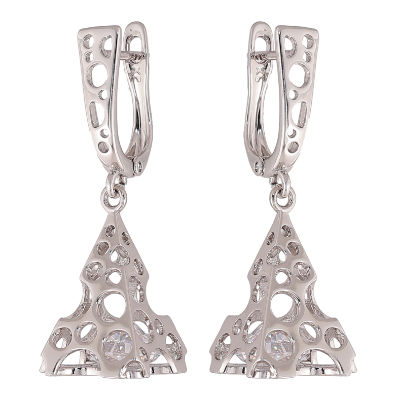 Серьги Xuping цвет Родий английский замок Подвески пирамидки с кристаллами фото №1