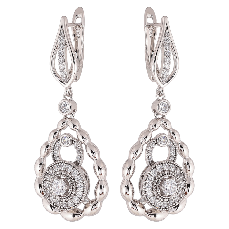 Серьги Xuping цвет Родий английский замок Декоративные подвески с кристаллами фото №1