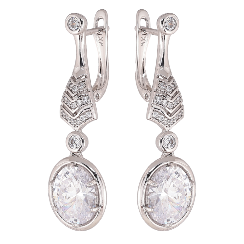 Сережки Xuping колір Родій англійський замок Кристальні підвіски фото №1