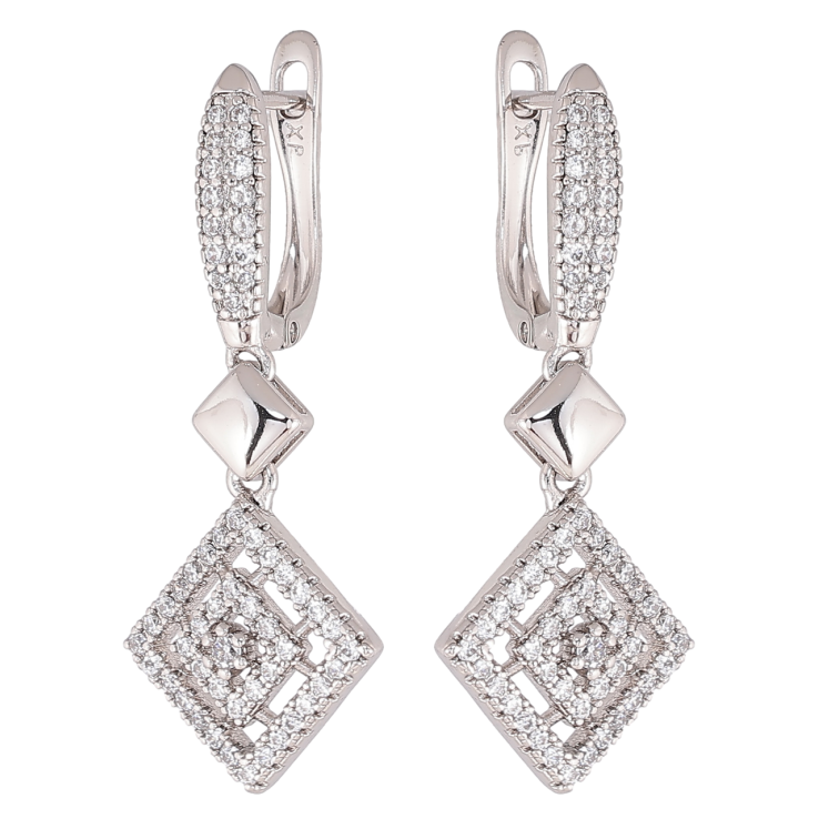 Серьги Xuping цвет Родий английский замок Подвески с инкрустацией кристаллами фото №25 Серьги Xuping цвет Родий английский замок Подвески с инкрустацией кристаллами фото №25