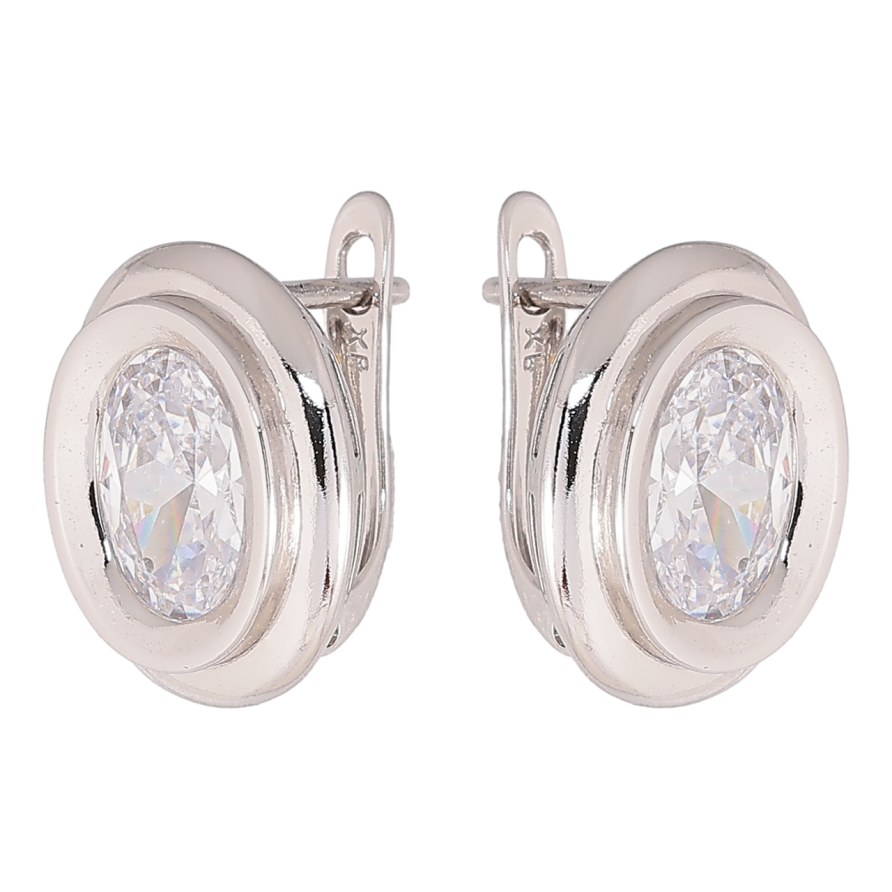 Сережки Xuping колір Родій англійський замок Овали з кристалами фото №1