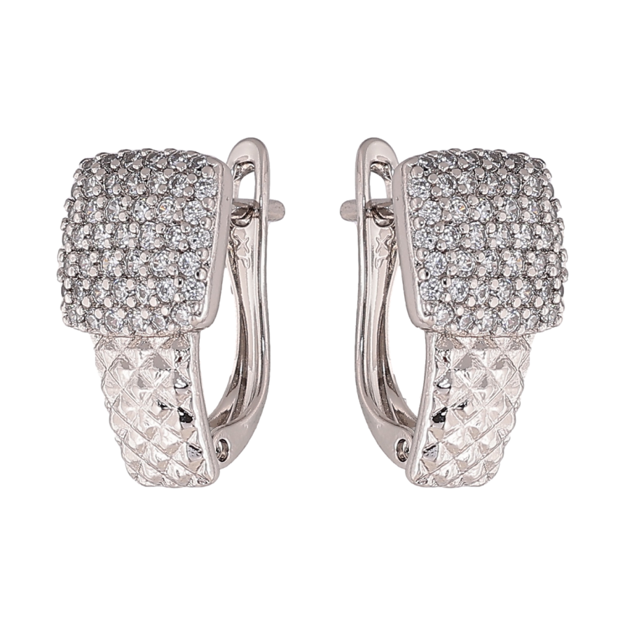 Серьги Xuping цвет Родий английский замок Инкрустация кристаллами фото №1 Серьги Xuping цвет Родий английский замок Инкрустация кристаллами фото №1