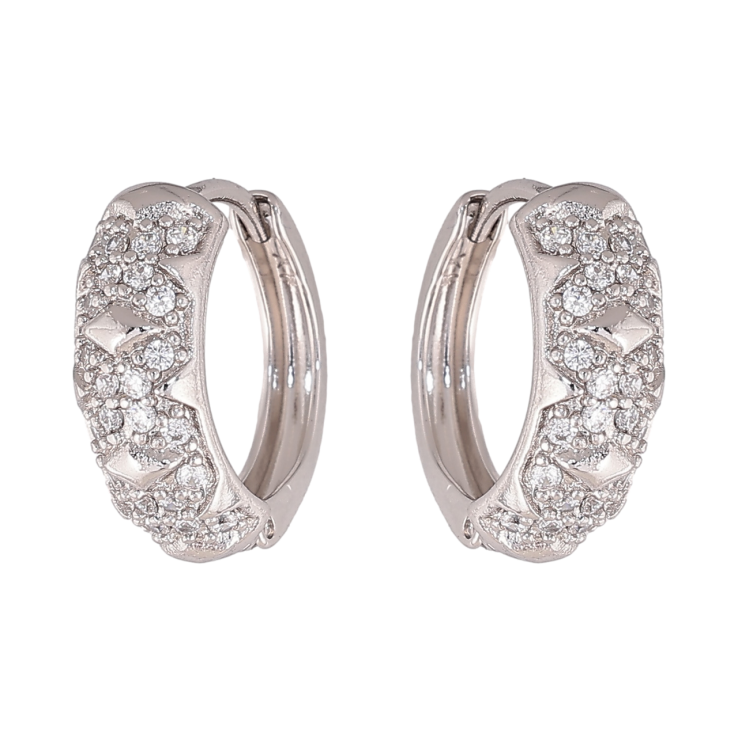 Серьги Xuping цвет Родий колечки Узор с инкрустацией кристаллами фото №18