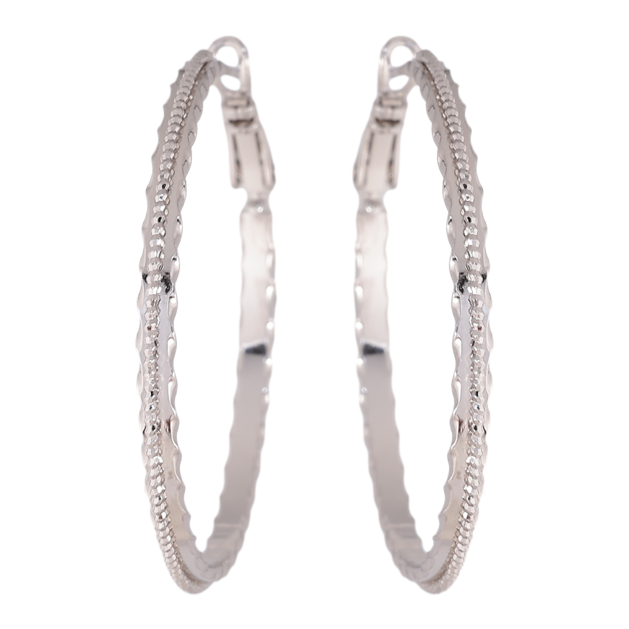 Сережки Xuping колір Родій кільця (конго) Декоративний візерунок ø 4.2см фото №1