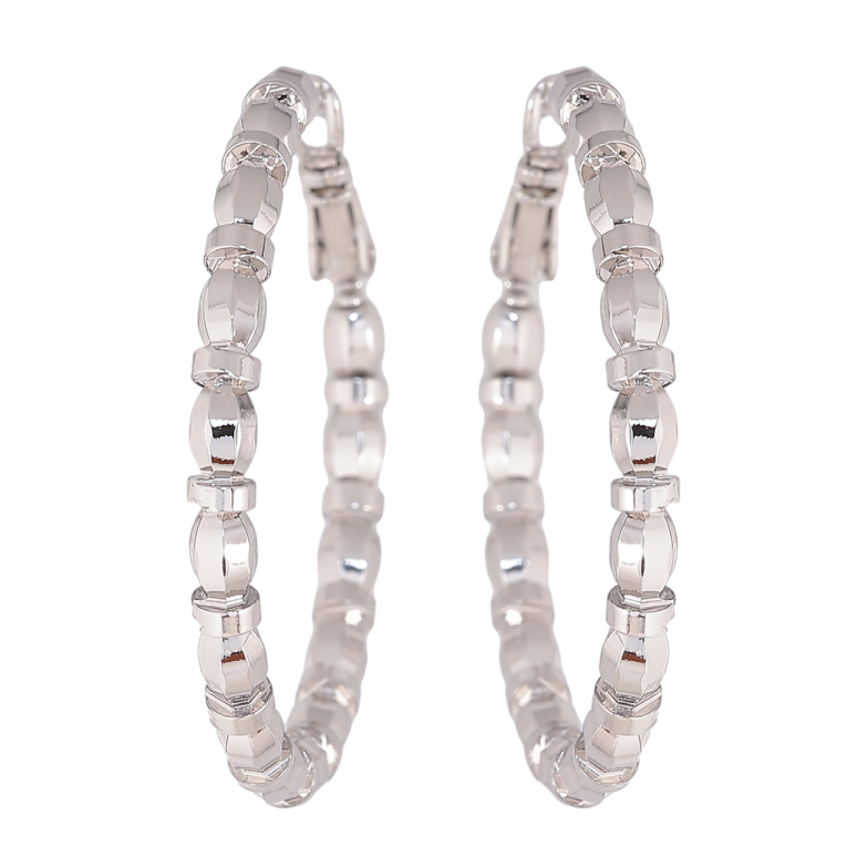 Сережки Xuping колір Родій кільця (конго) Декоративний візерунок ø 4см фото №1 Сережки Xuping колір Родій кільця (конго) Декоративний візерунок ø 4см фото №1