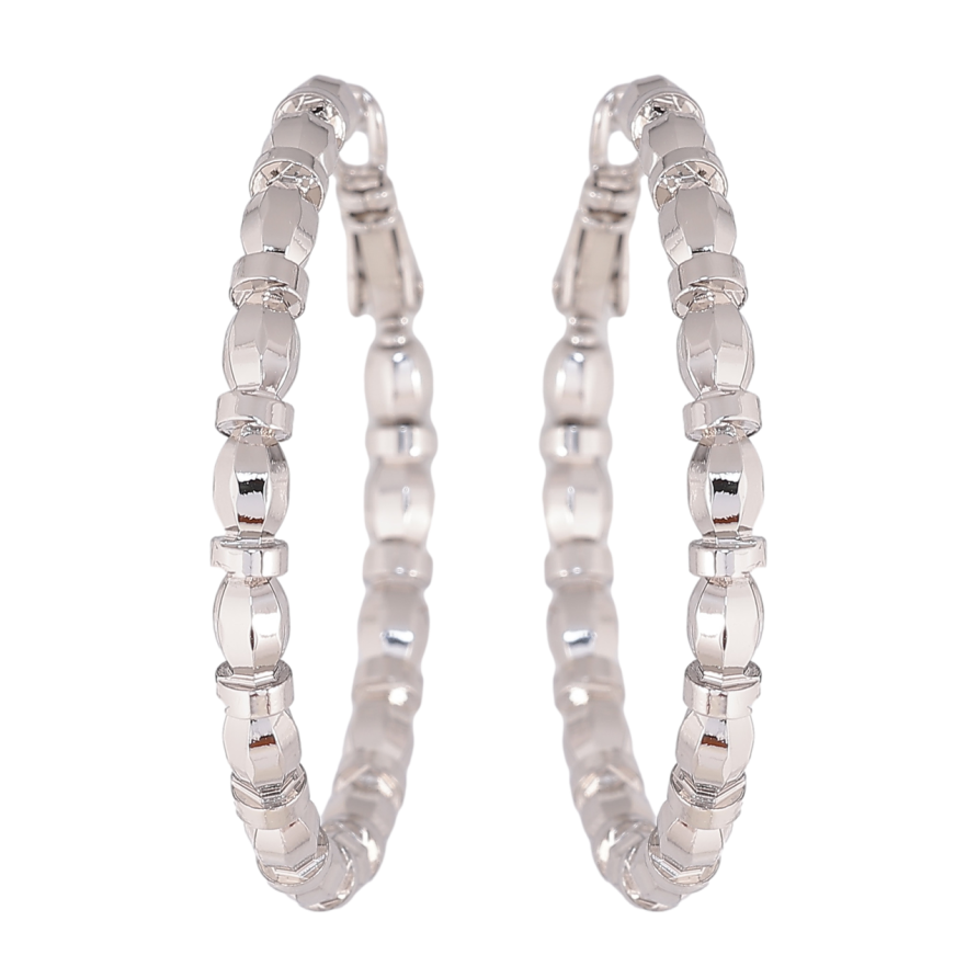 Серьги Xuping цвет Родий кольца (конго) Декоративный узор ø 4см фото №1 Серьги Xuping цвет Родий кольца (конго) Декоративный узор ø 4см фото №1