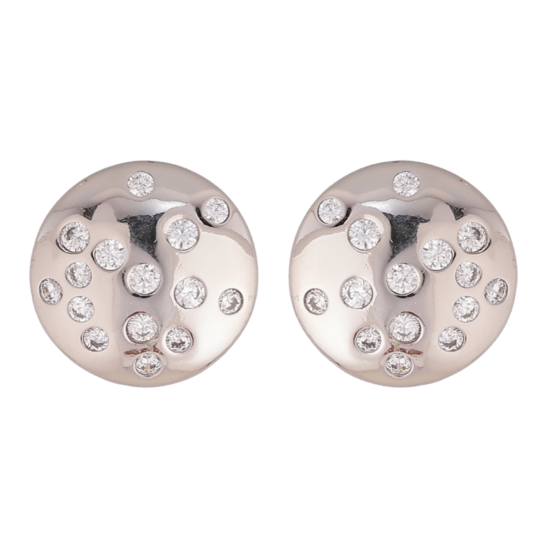 Серьги Xuping цвет Родий пусеты Круги с россыпью кристаллов фото №4