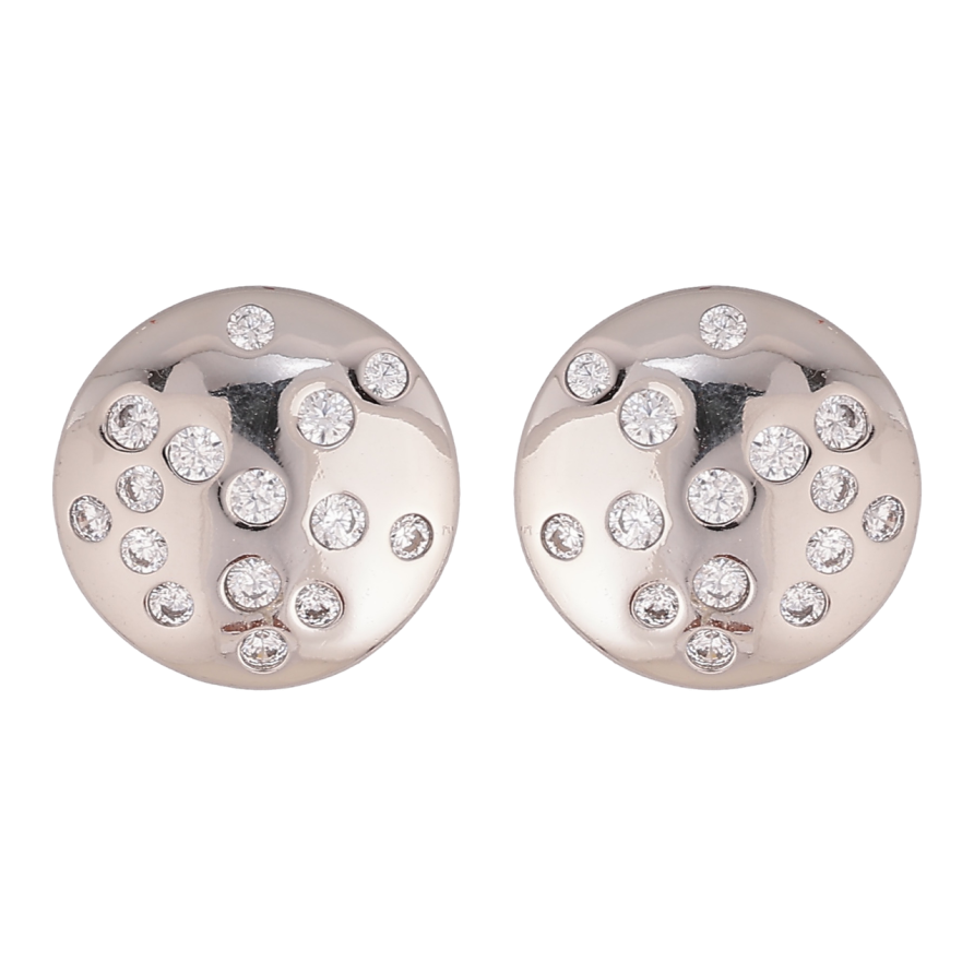 Сережки Xuping колір Родій пусети Кола з розсипом кристалів фото №1