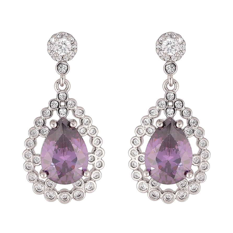 Серьги Xuping цвет Родий пусеты Подвески с сиреневыми кристаллами фото №1 Серьги Xuping цвет Родий пусеты Подвески с сиреневыми кристаллами фото №1